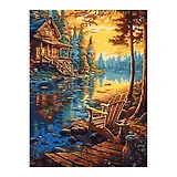 Картина по номерам на картоне 28,5*38 см "Дом в тайге"