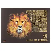 Альбом для рисования Hatber, King lion, А4, 40 листов, в ассортименте