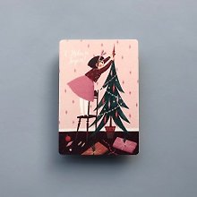 Открытка одинарная "Девочка и ёлка" 14,5*10см 1099203