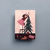 Открытка одинарная "Девочка и ёлка" 14,5*10см 1099203