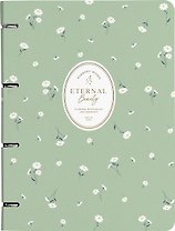 Тетрадь А4 120л кл. "Posy", зеленый, на кольцах, мел.картон, микротекстурирование, ламинация, тиснение золотой фольгой