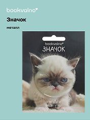 Значок Сонный кот (фотопринт) (металл) (56мм) (ЗН2025-078) Bookvalno