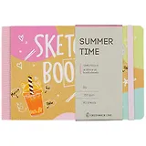 Скетчбук B6 80л "Summer time" 100г/м2, доп.листы крафт, тв. обложка, на резинке, Greenwich Line