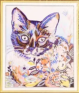 Алмазная мозаика MAZARI Разноцветный кот 2 , 30х40см частичная выкладка, стразы разного размера