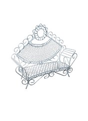 Металл. мини-кровать с треугольн. спинкой белая (SCB27035) (13,5х4х10см) (ScrapBerry`s)