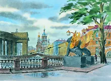 Постер Виды Санкт-Петербурга Банковский мостик ср/ф, 30*40см [ХА50-008]