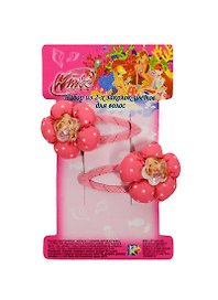 Набор 2 заколки для волос Winx Цветы (21511) (ярко-розовые) (упаковка)