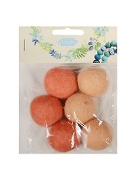 Набор бусин валяных из шерсти (3 см) (6 шт) (перс., корал.) (14-00941-J10)