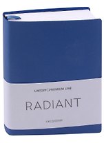 Ежедневник недат. А6 152л "Radiant" синий, иск.кожа, интегр.переплет, покрытие Soft Touch, офсет, скругл.углы, ляссе