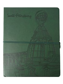 Книга для записей А5 128л СПб "Питер. Дом Книги на Невском" кожзам, блинт.тисн., ляссе, цветной форзац, резинка