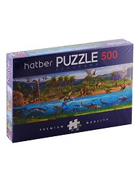 Пазл HATBER Premium 500 эл. 665х230мм.Панорама -Эра динозавров
