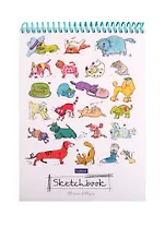 Скетчбук А5 60л "Прикольные животные" белый офсет, 100г/м2, пластик.обложка, спираль