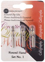 Перья 03шт "Round Hand 1", с накопителем, блистер, Manuscript 