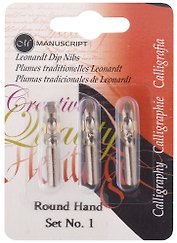 Перья 03шт "Round Hand 1", с накопителем, блистер, Manuscript 