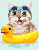 Набор д/творчества Рыжий кот Холст с красками 17х22 (14цв.) Забавный котик ХК-3608