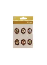 Наклейки в металл оправе для скрапа Овальные (Br-12) (11034612) (6шт) (упаковка)