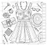 Раскраска Fashion Girl для работы маркерами (девушка с велосипедом в поле) - 2