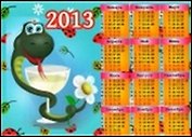 Календарь-магнит Змея праздничная (10х15) (1088)