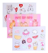 Папка для тетрадей А4 "Cute fat cats" молния сверху, PU, ассорти, Yoi