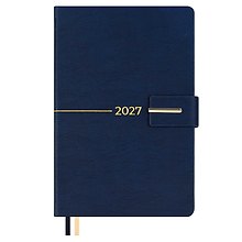 Ежедневник дат. 2027г. А5 176л "Шевиот" синий, кожзам, тв.переплет, тисн.фольгой, офсет, справ.мат-лы, ляссе, магнитный клапан, инд.уп