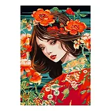 Картина по номерам на картоне 20х28,5 см "Девушка  в кимоно"