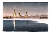 Открытка 10*15 карандаш Петропавловская крепость, О/006/015