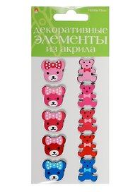 Декоративные элементы из акрила Набор №20 «Медвежата», Hobby Time, 10 штук