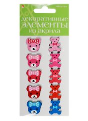Декоративные элементы из акрила Набор №20 «Медвежата», Hobby Time, 10 штук