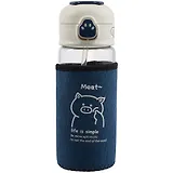 Бутылка в чехле вельвет с защелкой Котик Life is simple (стекло) (450мл) (12-7599-BSQ-389)