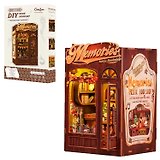 SD04 Конструктор интерьерный  – сборный домик CuteBee - Музыкальный и книжный магазин "Воспоминания", 136 деталей (материалы: дерево, картон, пластик, металл), со световыми эффектами (подсветка интерьера), с питанием от 2хААА батареек (не включены), серия