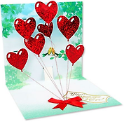 3D открытка Воздушные сердца (Heart Balloons) (квадрат) (618)