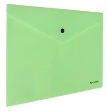 Папка-конверт А4 на кнопке "Pastel" до 100л, непрозрачная, цвет мятный, 0,18мм, BRAUBERG