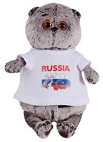 Мягкая игрушка Басик в футболке с принтом Россия (19 см) (Ks19-099)