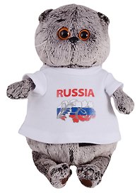 Мягкая игрушка Басик в футболке с принтом Россия (19 см) (Ks19-099)