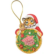 Новогоднее подвесное украшение Тигр с предсказанием (картон, скретч-слой) (7x10)