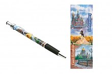 Ручка с прорезиненным держателем СПб коллаж акварель