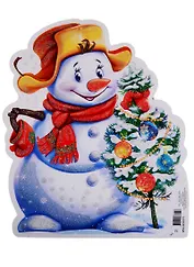 Мини-плакат "Снеговик с елкой"