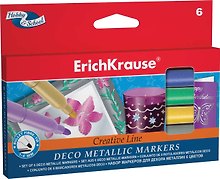 Фломастеры, 6 цв. Erich Krause, Creative Line Metallic в блистере 39078