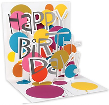 3D открытка День рожденья (Birthday Words) (квадрат) (981)