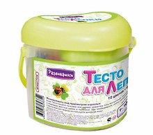 РАЗВИВАШКИ Тесто д/лепки 10цв + формочка в пласт. ведерке Т1218