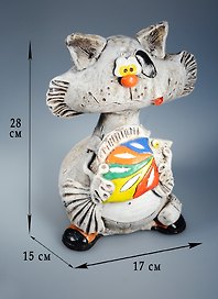 Копилка Кот с рыбой (забавный) (28см)  (40554)