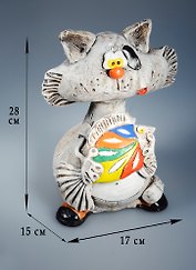 Копилка Кот с рыбой (забавный) (28см)  (40554)