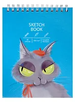 Скетчбук А6+ 125*160 40л "Мистер кот" белый офсет, 100г/м2, тв.обложка, евроспираль