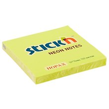 Блок для записей Stick`n Neon notes, жёлтый, 7.6 х 7.6 см