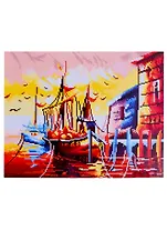 Алмазная мозаика на подрамнике Небольшой причал на закате дня (AC4102) (40х50см) (28цв.) (коробка)