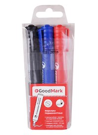 Маркеры перманентные 3 цвета 2,5 мм, GoodMark
