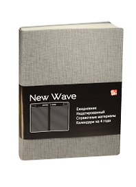 Ежедневник недат. А6+ 136л 118*168мм "New Wave" серый, иск.кожа, интегр. обл, ляссе, Listoff