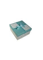 Коробка подарочная 15,6*15,6*7см, картон, декор.бант, зеленая, Хансибэг