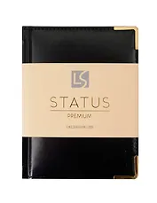 Ежедневник дат. 2026г. А6 176л "Status" черный, 7Б, тв.переплет, иск.кожа, обл.поролон, мет.уголки, тонир.блок, цв.торец, ляссе, инд.уп