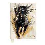 Ежедневник дат. 2026г. А6+ 176л "Наппа. Конь" кожзам, мягк.переплет, тисн. фольгой, офсет, справ.мат-лы, 2 ляссе, инд.уп